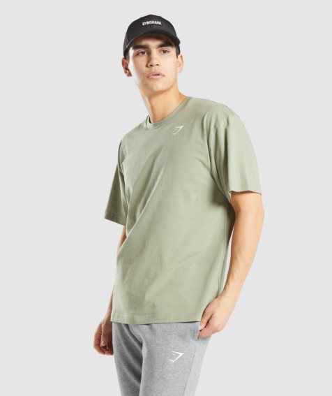 Men's Gymshark Essential Oversized T-Shirts Light Green | NZ 2GDZHO